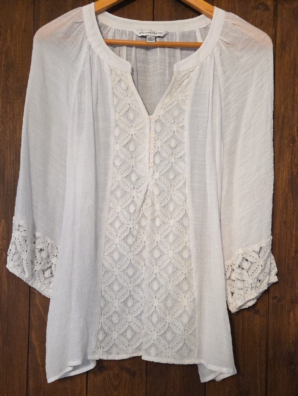 White Lace Front Blouse
